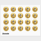 Navy Blauwe Kruis op Gouden Envelope Zegel Sticker (Vel)