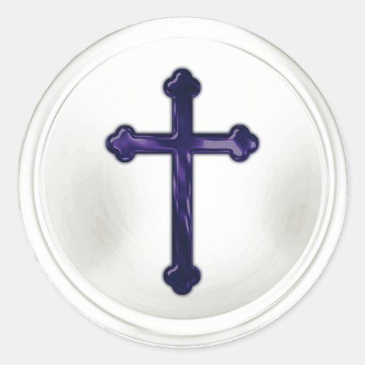 Navy Blauwe Kruis op Witte Enveloppegel Sticker (Voorkant)
