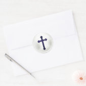 Navy Blauwe Kruis op Witte Enveloppegel Sticker (Envelop)
