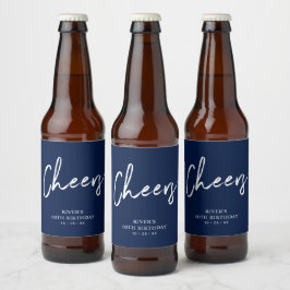 Navy Blauwe Lettering Dertig | 30e Verjaardagsfees Bier Etiket