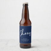 Navy Blauwe Lettering Dertig | 30e Verjaardagsfees Bier Etiket (Voorkant)