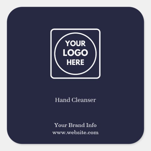 Navy Blauwe Logo | Aangepaste Professionele Ontsme Vierkante Sticker (Voorkant)