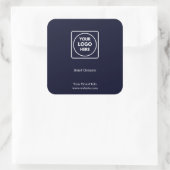 Navy Blauwe Logo | Aangepaste Professionele Ontsme Vierkante Sticker (Tas)