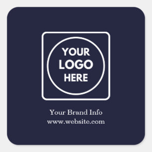 Navy Blauwe Logo   Corporate Professioneel Brandin Vierkante Sticker