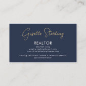 Navy Blauwe Luxe Makelaar QR Code Foto  Visitekaartje (Achterkant)