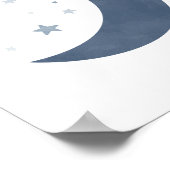 Navy Blauwe Maan en Sterren Jongens Nursery Poster (Hoek)
