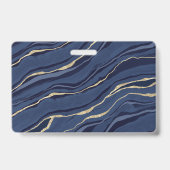 Navy Blauwe Marmer Agate Geode Gouden Zakelijke Na Badge (Achterkant)