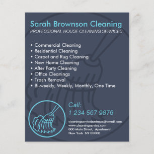 Navy Blauwe Minimaal Huis Schoonmaak Huishoudster Flyer