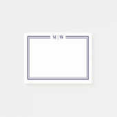 Navy Blauwe Monogram Post-it® Notes (Voorkant)