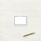 Navy Blauwe Monogram Post-it® Notes (Op bureau)