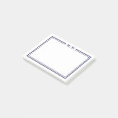 Navy Blauwe Monogram Post-it® Notes (Schuin)