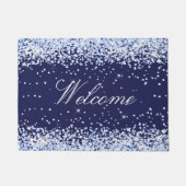 Navy blauwe naam monogram elegant deurmat (Voorkant)