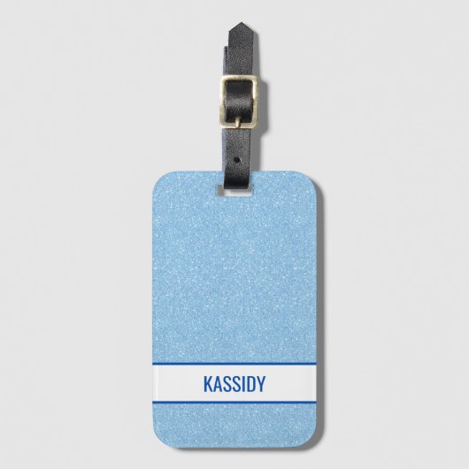Navy + Blauwe Nep Glitter Bachelorette Bagagelabel (Voorkant (verticaal))