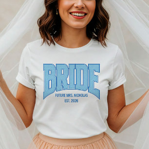 Navy + Blauwe Nep Glitter BRUID Engagement Trouw T-shirt