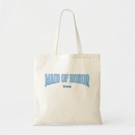 Navy + Blauwe Nep Glitter MAID OF HONOR Tote Bag