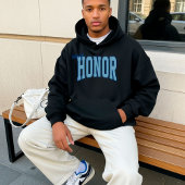 Navy + Blauwe Nep Glitter Varsity MAN VAN EER T-shirt