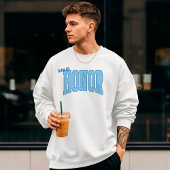 Navy + Blauwe Nep Glitter Varsity MAN VAN EER T-shirt