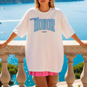 Navy + Blauwe Nep Glitter Varsity MATRON OF HONOR T-shirt