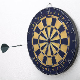 Navy Blauwe Nep Goud Folie Aangepaste Naam Geometr Dartbord
