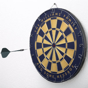 Navy Blauwe Nep Goud Folie Aangepaste Naam Geometr Dartbord