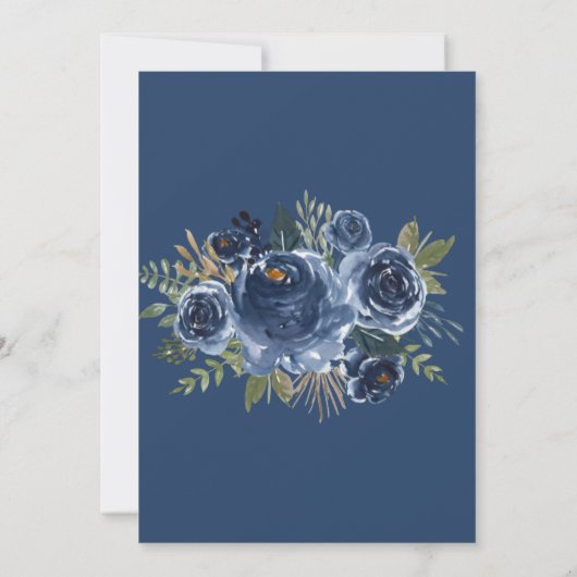 Navy Blauwe Pioen Bruiloft Bruids Tea Party Kaart (Achterkant)