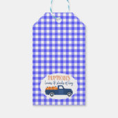 Navy Blauwe Pompoen Vrachtwagen Verjaardag Dank u  Cadeaulabel (Achterkant)