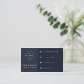 Navy Blauwe QR Code Moderne Gebruiker Realtor Visitekaartje (Staand voorkant)