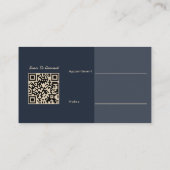 Navy Blauwe QR Code Moderne Gebruiker Realtor Visitekaartje (Achterkant)