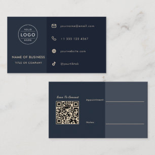 Navy Blauwe QR Code Moderne Gebruiker Realtor Visitekaartje