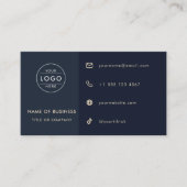 Navy Blauwe QR Code Moderne Gebruiker Realtor Visitekaartje (Voorkant)