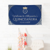 Navy Blauwe Quinceanera Spandoek (Insitu)