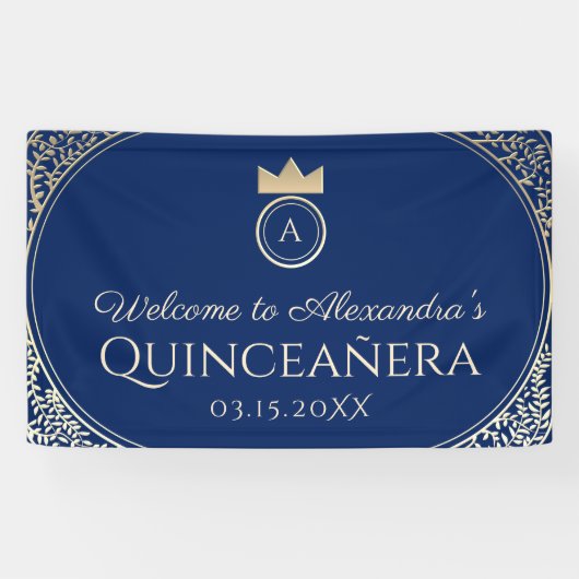 Navy Blauwe Quinceanera Spandoek (Horizontaal)
