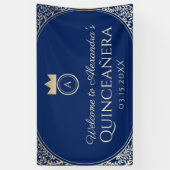 Navy Blauwe Quinceanera Spandoek (Verticaal)