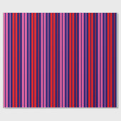 Navy Blauwe Rode Roze Verticale Strepen Design   Cadeaupapier (Vlak)