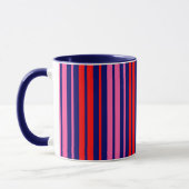 Navy Blauwe Rode Roze Verticale Strepen Design Mok (Links)
