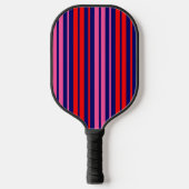 Navy Blauwe Rode Roze Verticale Strepen Design   Pickleball Paddle (Voorkant)
