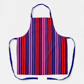Navy Blauwe Rode Roze Verticale Strepen Design   Schort (Voorkant)
