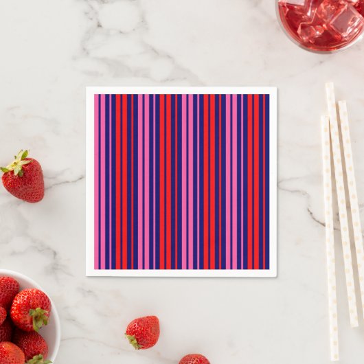 Navy Blauwe Rode Roze Verticale Strepen Design Servet (Insitu)