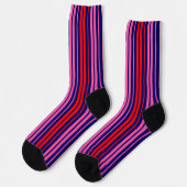 Navy Blauwe Rode Roze Verticale Strepen Design   Sokken (Links)