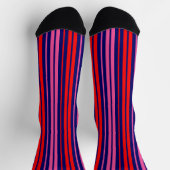 Navy Blauwe Rode Roze Verticale Strepen Design   Sokken (Top)