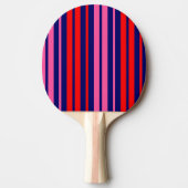 Navy Blauwe Rode Roze Verticale Strepen Design   Tafeltennisbatje (Voorkant)