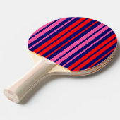 Navy Blauwe Rode Roze Verticale Strepen Design   Tafeltennisbatje (Voorkant Gekanteld)