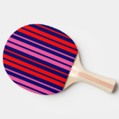 Navy Blauwe Rode Roze Verticale Strepen Design   Tafeltennisbatje (Zijkant)