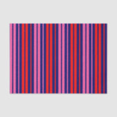 Navy Blauwe Rode Roze Verticale Strepen Design Tissuepapier (Voorkant)