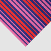 Navy Blauwe Rode Roze Verticale Strepen Design Tissuepapier (Detail)