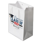 Navy Blauwe Rode Typografie Afstudeer Cadeautas (Achterkant Gekanteld)