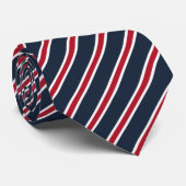 Navy Blauwe Rode Witte Candy Streep  Stropdas (Opgerold)