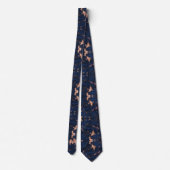 Navy Blauwe Rose Gouden Folie Marmer Monogram Stropdas (Achterkant)