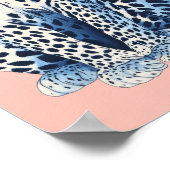 Navy Blauwe Roze Cheetah Luipaard Preppy Meisjesac Poster (Hoek)