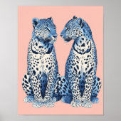 Navy Blauwe Roze Cheetah Luipaard Preppy Meisjesac Poster (Voorkant)